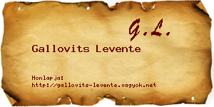 Gallovits Levente névjegykártya